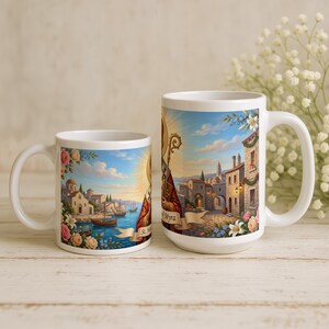 Close view of St. Nicholas ceramic mug