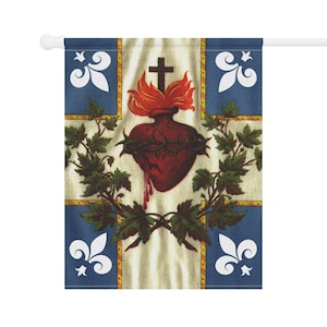 Jesus Sacred Heart Flag Catholic Christian Home and Garden Banner - Show your faith outdoors! image 2