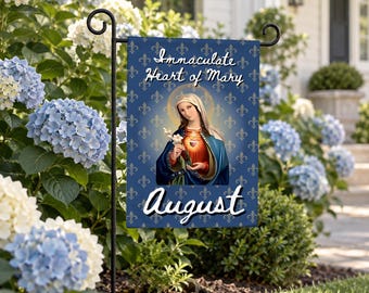 Immaculate Heart of Mary Garden Flag, Catholic Outdoor Banner, Marian Devotional Gift for Mom, Grandma, or Priest