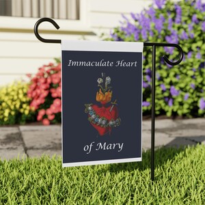 Immaculate Heart of Mary Garden Flag, Catholic Outdoor Banner, Marian Gift for Mom, Prayer Garden or Catholic Home image 10