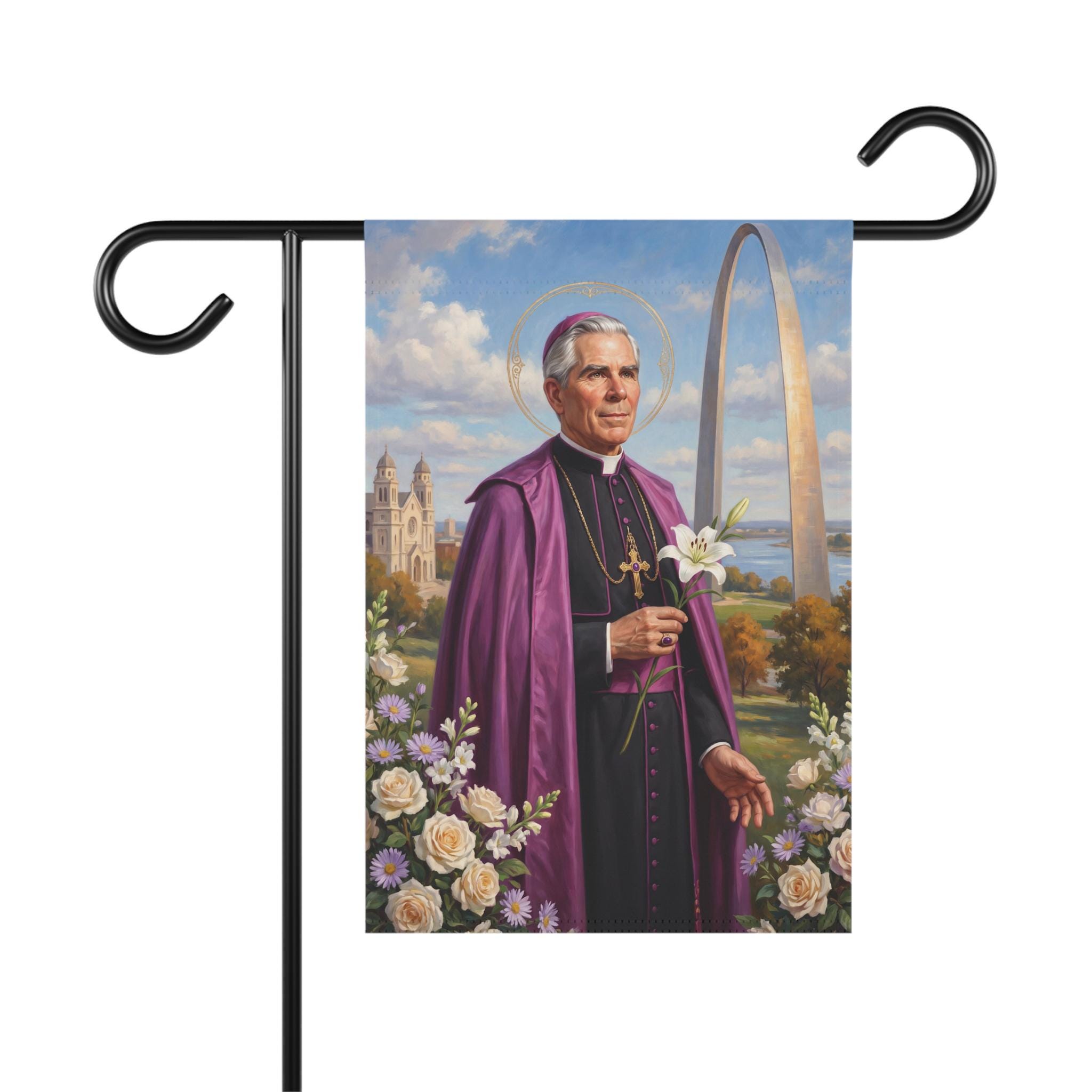 Fulton Sheen Garden Flag, Catholic Outdoor Yard Banner, Blessed Fulton Sheen Evangelization Decor
