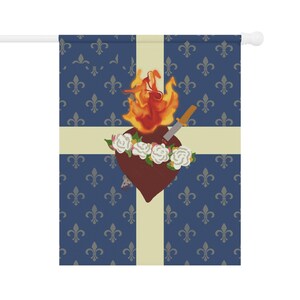Immaculate Heart of Mary Flag / Garden Banner - French Blue, Catholic Devotion, Outdoor Decor image 13