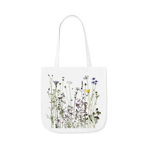 Mom Gift Mother's Day Wildflowers Canvas Tote Bag, Music Bag, Grocery Bag, School Bag, Stylish Gardener Gift