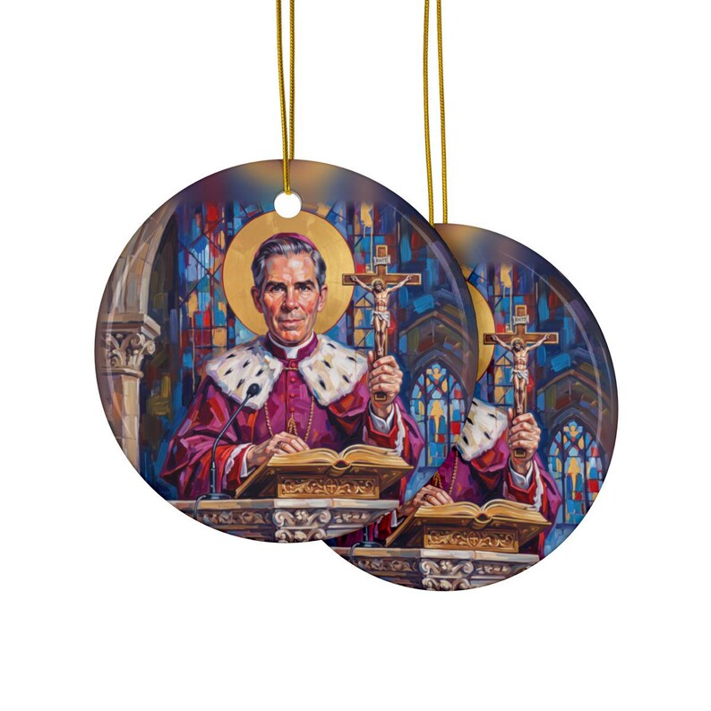 Close view of Blessed Archbishop Fulton J. Sheen Catholic gift