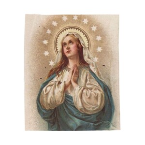 Virgin Mary Velveteen Plush Blanket, Marian Catholic Throw Blanket, Our Lady Devotional Gift for Catholic Home or Prayer Space image 6