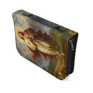 Assumption of Mary Bible Cover, Catholic Gift for Mom or Confirmation, Marian PU Leather Zip Bible Case image 13