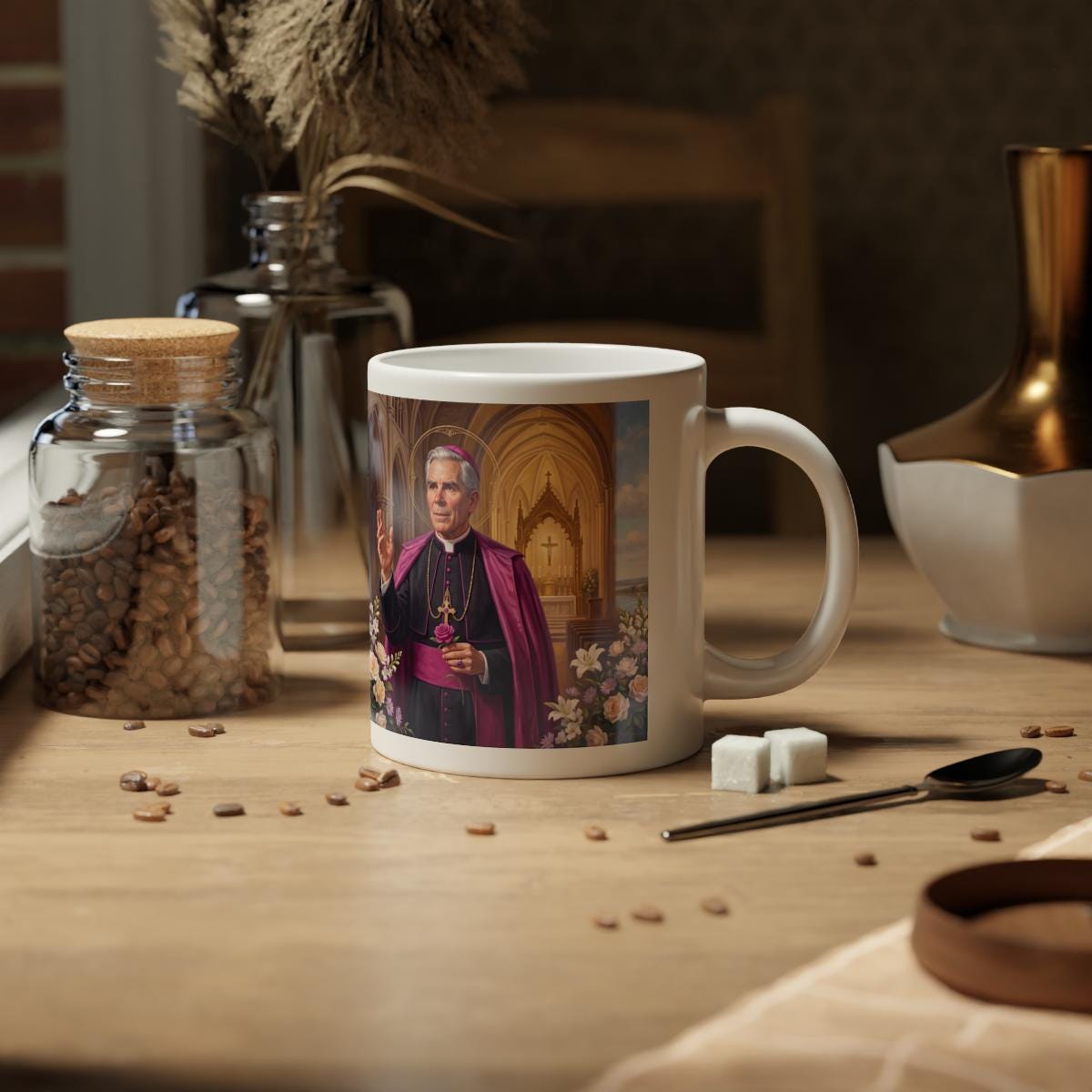Blessed Fulton Sheen Jumbo Mug, Large Catholic Coffee Cup, Archbishop Evangelization Gift