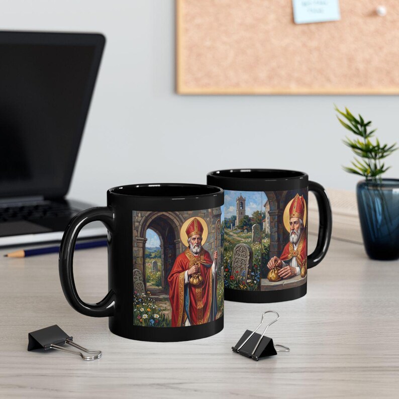 Photograph of St. Nicholas black mug
