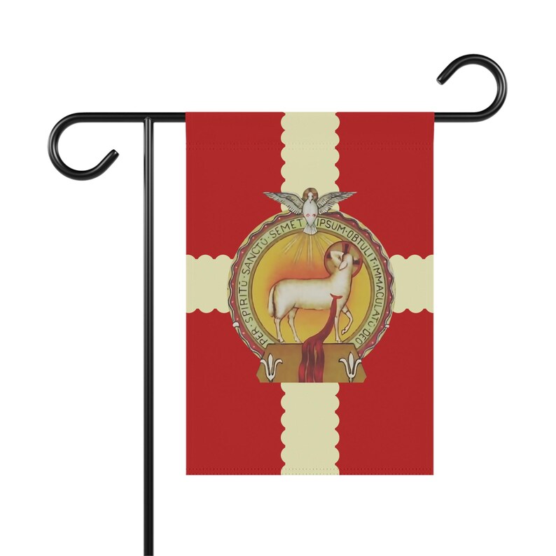 Precious Blood of Jesus Garden Flag, Catholic Lamb of God Outdoor Banner, Sacred Heart Devotional Yard Flag image 2