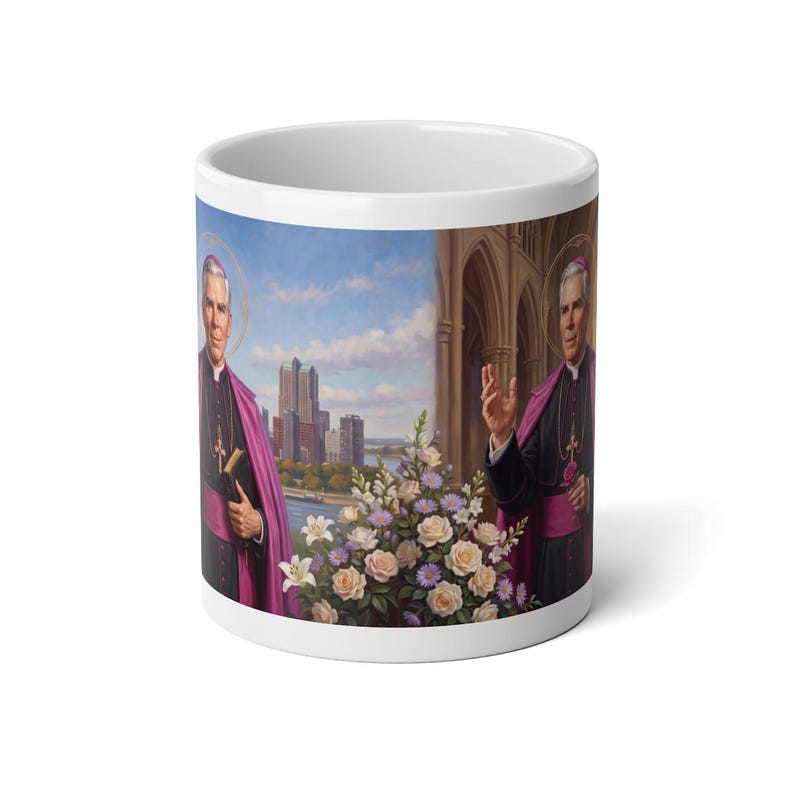 Blessed Fulton Sheen Jumbo Mug, Large Catholic Coffee Cup, Archbishop Evangelization Gift image 2