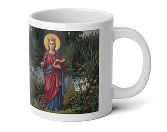 Taza gigante de Santa Catalina de Alejandría, regalo católico para santas y eruditas