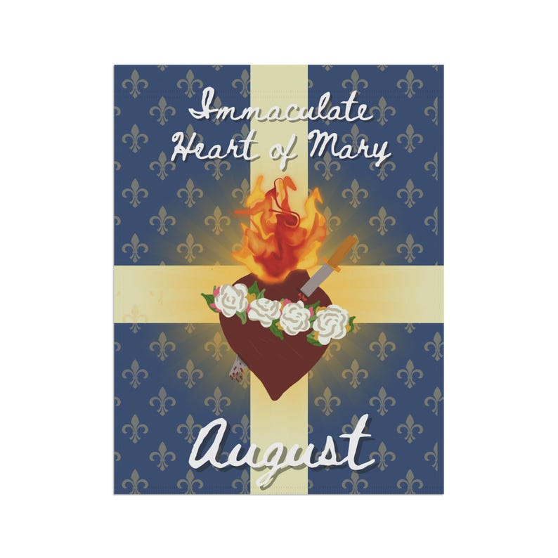 Immaculate Heart of Mary Garden Banner | August religious flag image 7