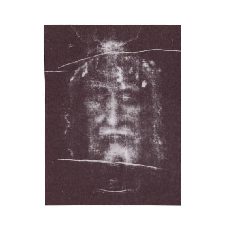 Shroud of Turin Blanket, Catholic Prayer Throw, Holy Face of Jesus Gift for Catholic Home image 3