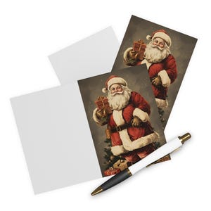 Old Fashioned Santa Christmas Cards 5 Pack, St. Nicholas Catholic Holiday Greeting Cards, Blank Inside with Envelopes image 3