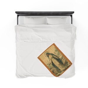 Jungfrau Maria Antike Heilige Karte (USA) Plüsch Decke Samt Katholisch Christliches Geschenk Bild 9