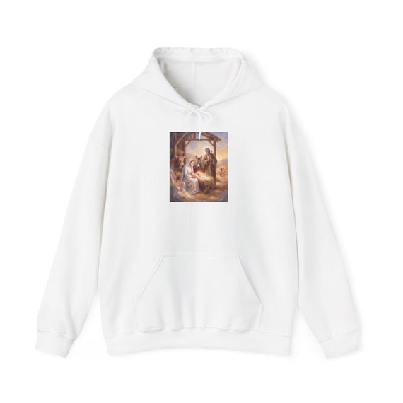 Nativity Christmas Hoodie, Holy Family Catholic Holiday Pullover Gift
