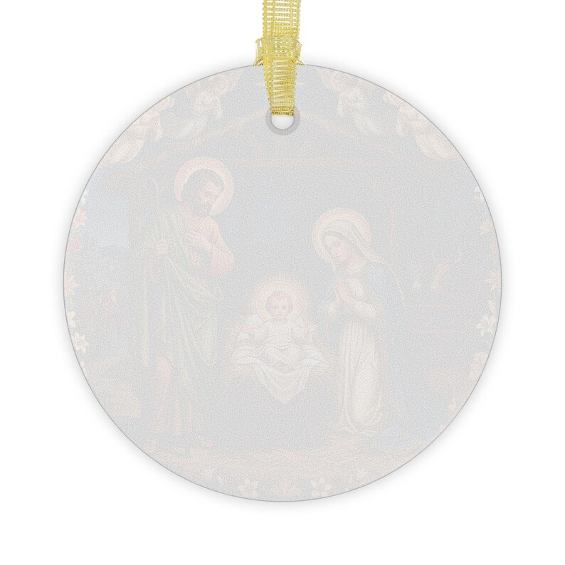 Holy Family Glass Ornament, Catholic Christmas Tree Decor, Nativity Gift for Grandparent Godparent Teacher image 7