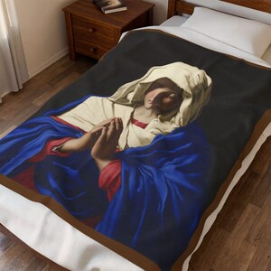 Virgin Mary Prayer Blanket, Catholic Marian Devotional Throw, Our Lady Gift for Mom, Confirmation, Christmas image 6