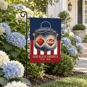 God Bless America Garden Flag | 1776 - 2026 Patriotic Heraldic Shield Banner | 250th Anniversary Outdoor Decor