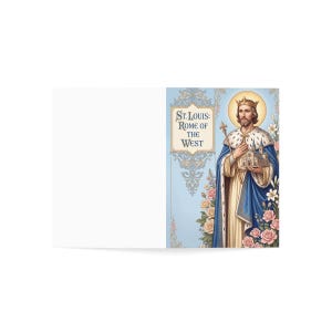 Saint Louis Greeting Card, Traditional Catholic King Louis IX Devotional Card image 3