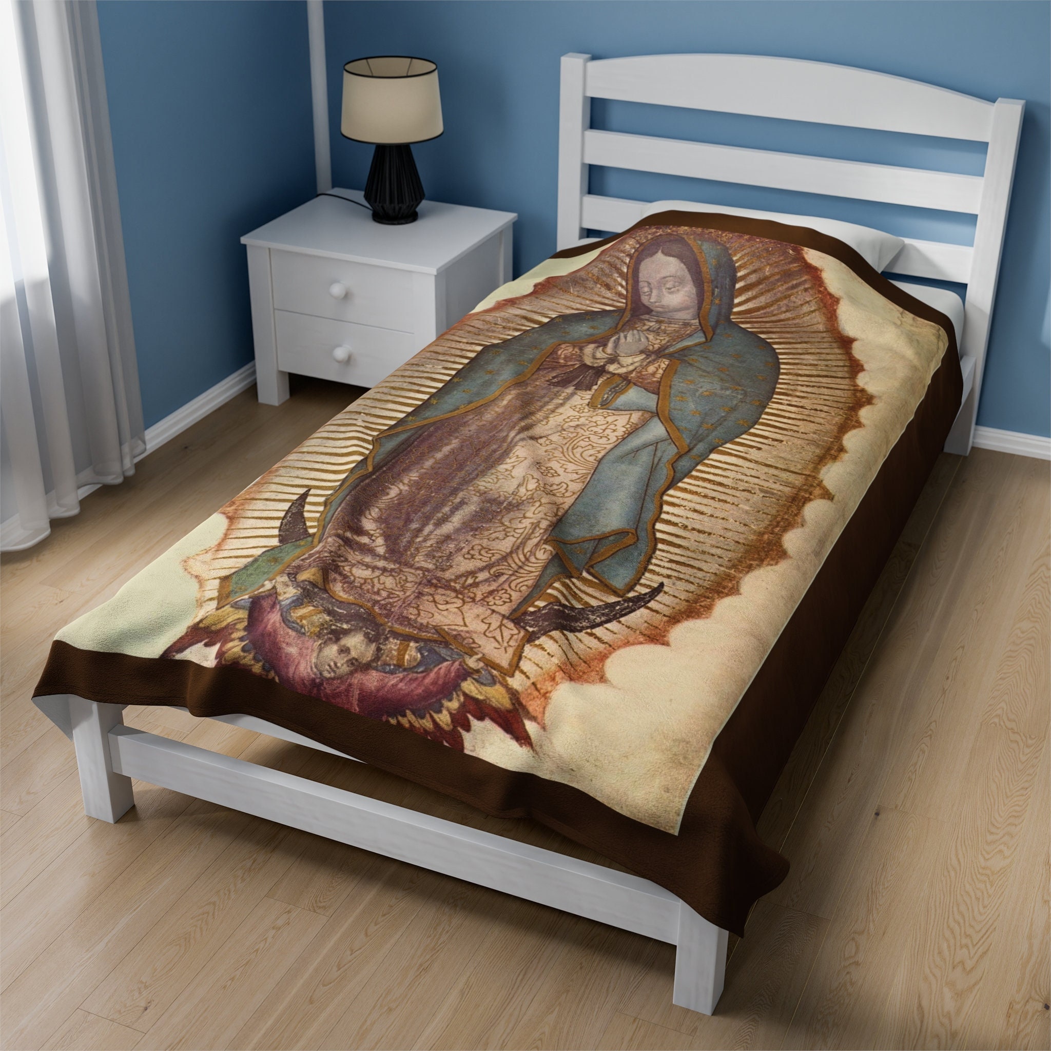 Imagem autêntica da Virgem Maria de Guadalupe (EUA) Cobertor de pelúcia, Nossa Senhora, presente católico, adequado para pendurar na parede