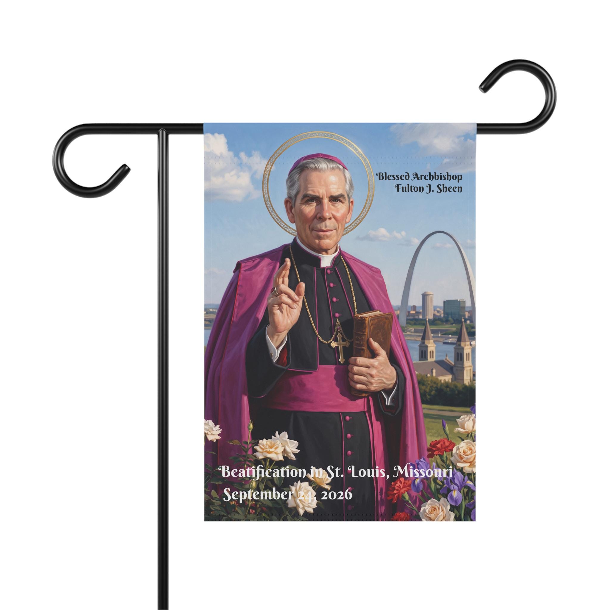 Blessed Fulton Sheen Garden Flag, Catholic Outdoor Yard Banner, Priest or Confirmation Gift for Catholic Home