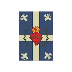 Sacred Heart Garden Flag, Traditional Catholic Outdoor Banner, Fleur-de-Lis Devotional Flag for Catholic Home image 4