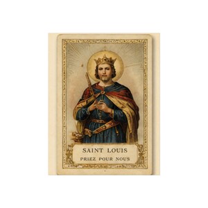 Saint Louis King of France Catholic Art Poster, Vintage Devotional Wall Print, Sacred Art Gift for Catholic Home image 3