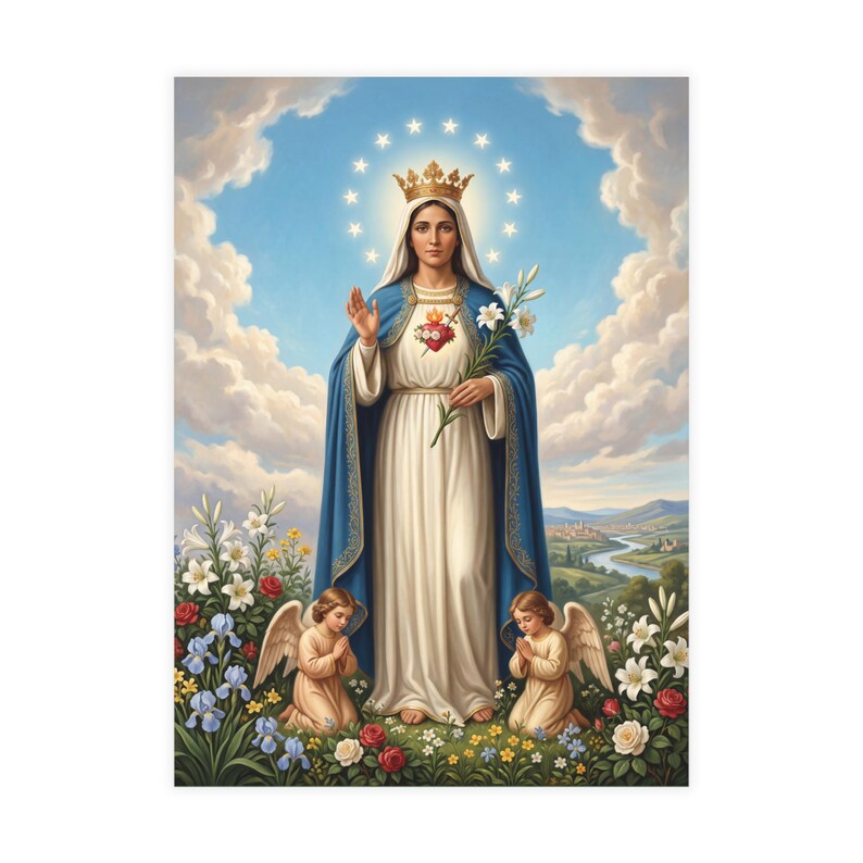 Queenship of Mary Note Cards, Marian Devotional Stationery, Blank Inside Catholic Greeting Cards image 8