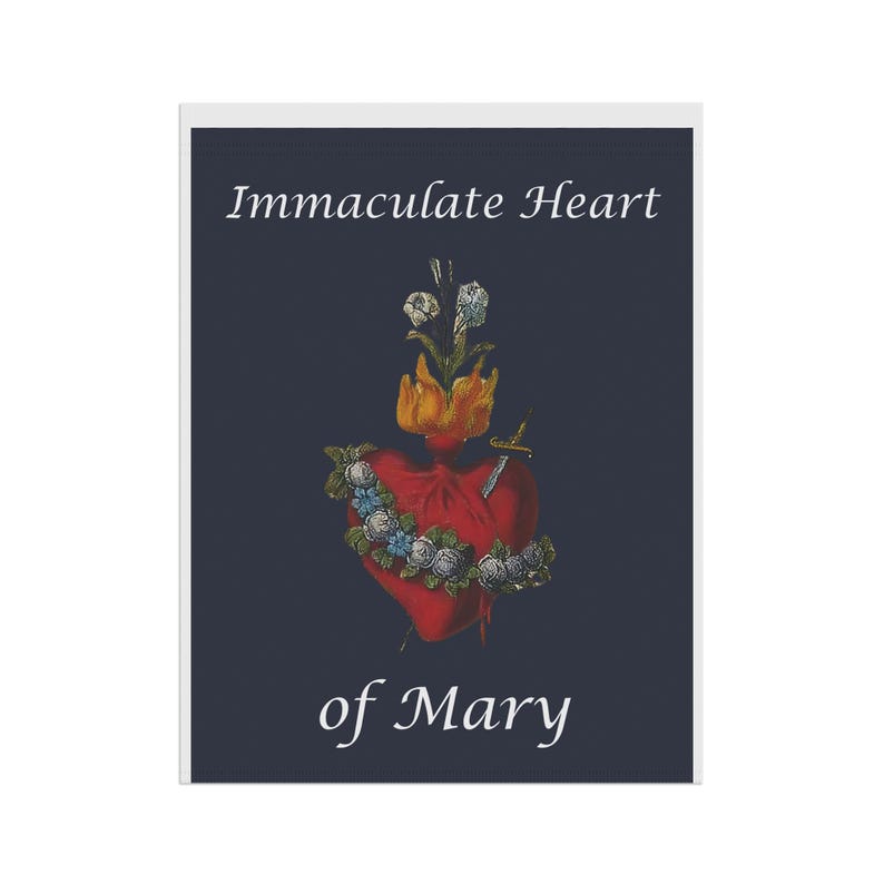 Immaculate Heart of Mary Garden Flag, Catholic Outdoor Banner, Marian Gift for Mom, Prayer Garden or Catholic Home image 8