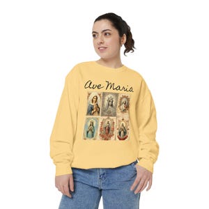 Antica immagine sacra Vergine Maria Ave Maria Unisex Felpa tinta in capo - Cristiano Cattolico Mamma Papà Pastore Sacerdote Regalo