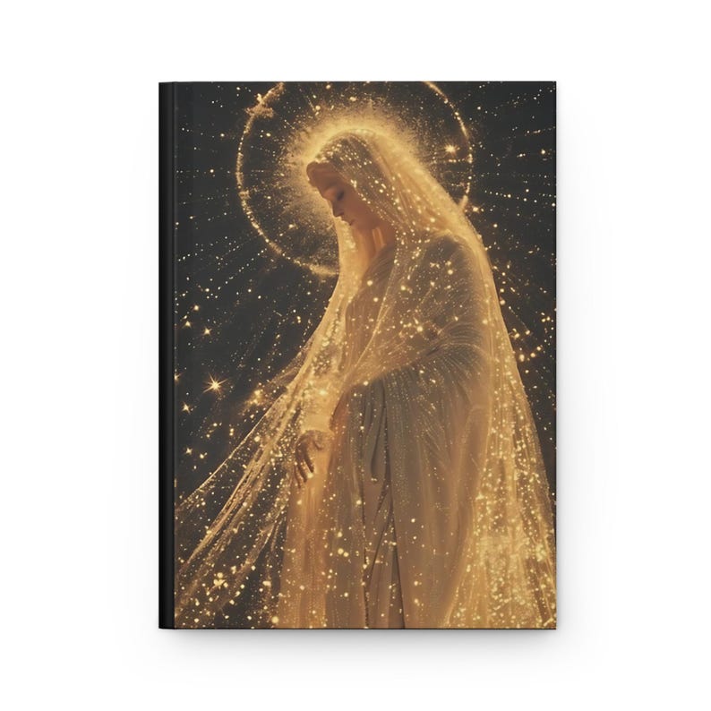Inbunden anteckningsbok, den välsignade moder Maria linjerade sidor inuti, katolsk präst mamma pappa studentpresent, anteckningsbok, dagbok, planerare, 5 x 7, Ave Maria bild 2