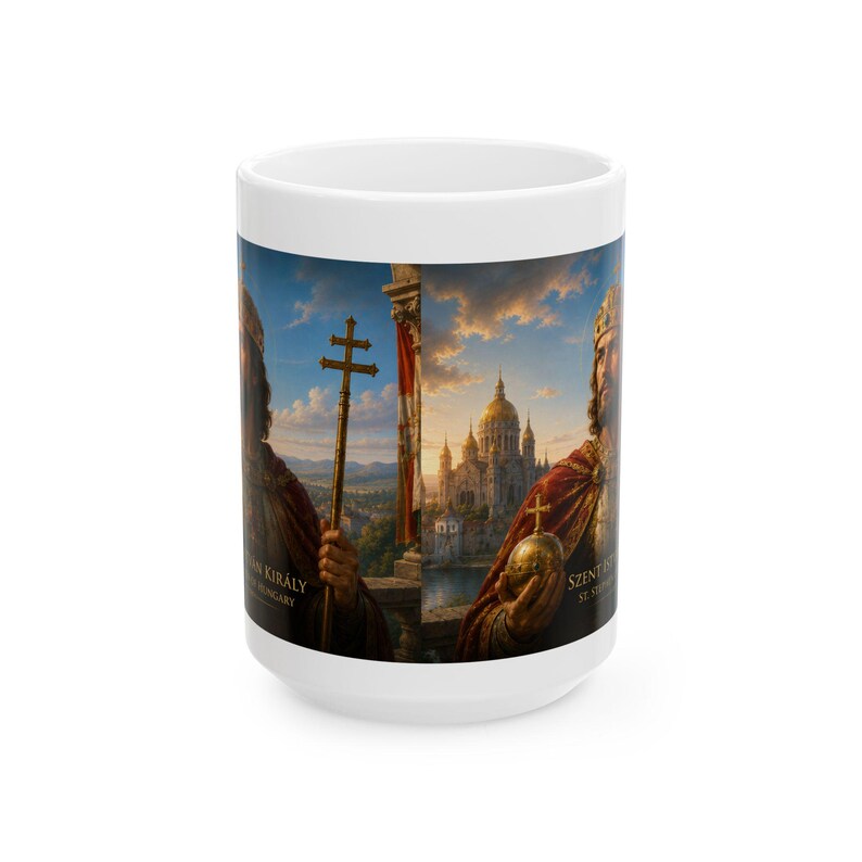 St. Stephen of Hungary Mug, Catholic Coffee Cup, Patron Saint Gift for Hungarian Catholic image 3