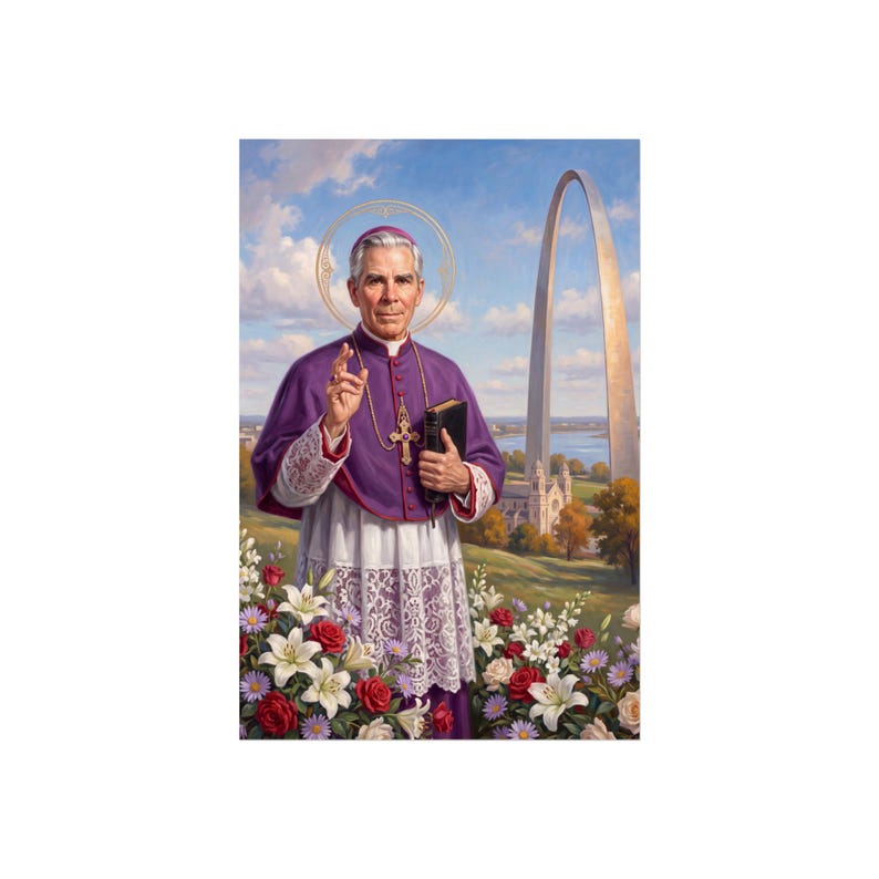 Blessed Fulton Sheen Sacred Art Print, Catholic Wall Decor for Home Office or Study, Fine Art Poster image 4