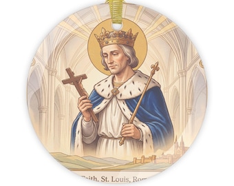 Saint Louis IX Glass Ornament, Catholic King Christmas Gift, St. Louis Rome of the West Keepsake
