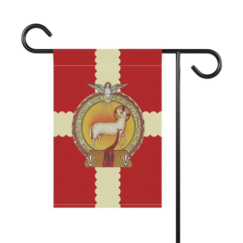 Precious Blood of Jesus Garden Flag, Catholic Lamb of God Outdoor Banner, Sacred Heart Devotional Yard Flag image 3