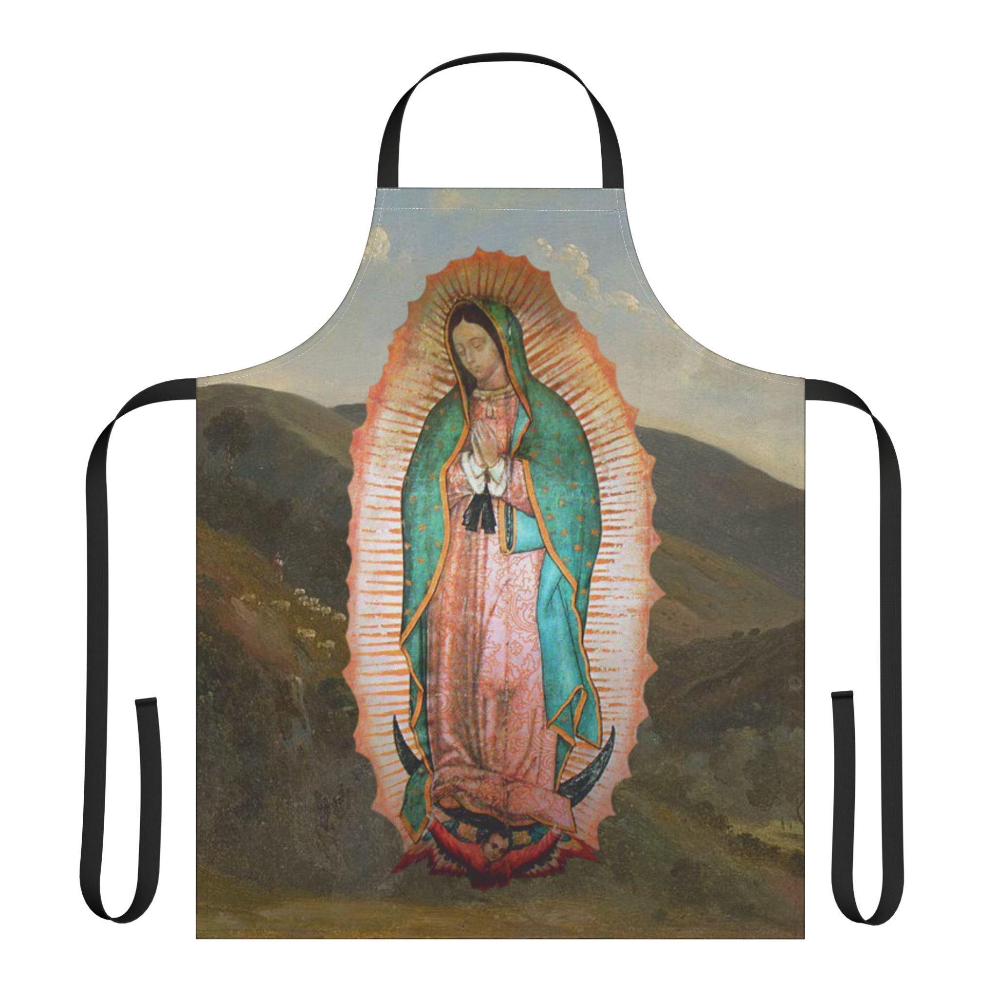 Our Lady of Guadalupe Apron, Catholic Kitchen Gift for Mom, Marian Devotional Cooking Apron