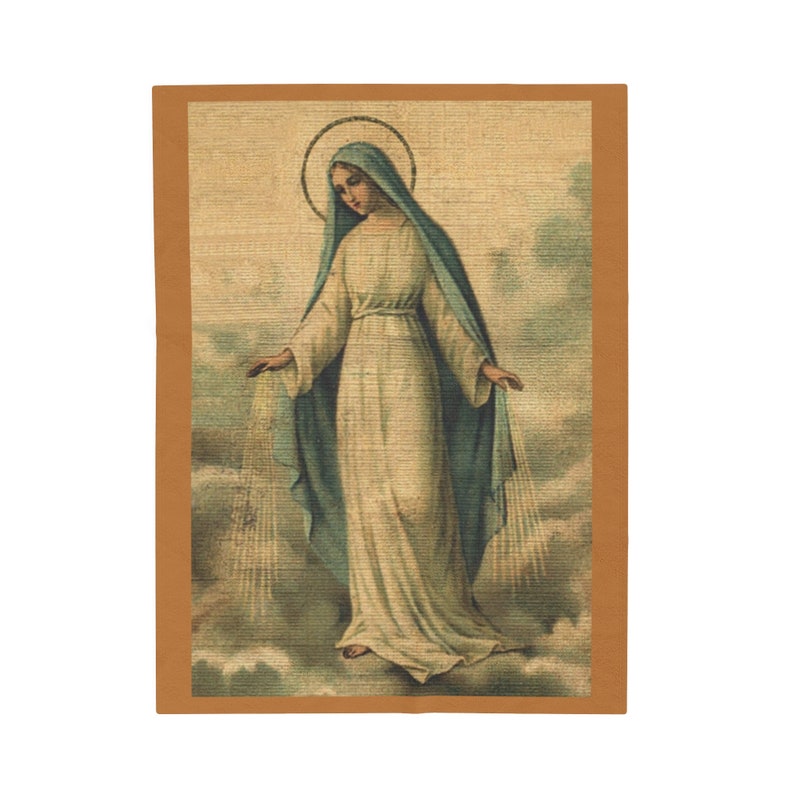 Jungfrau Maria Antike Heilige Karte (USA) Plüsch Decke Samt Katholisch Christliches Geschenk Bild 7