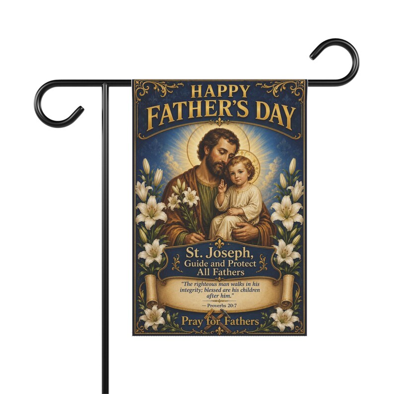 Drapeau de jardin Saint Joseph, cadeau pour la fête des pères catholique, bannière de dévotion extérieure pour la maison catholique image 2