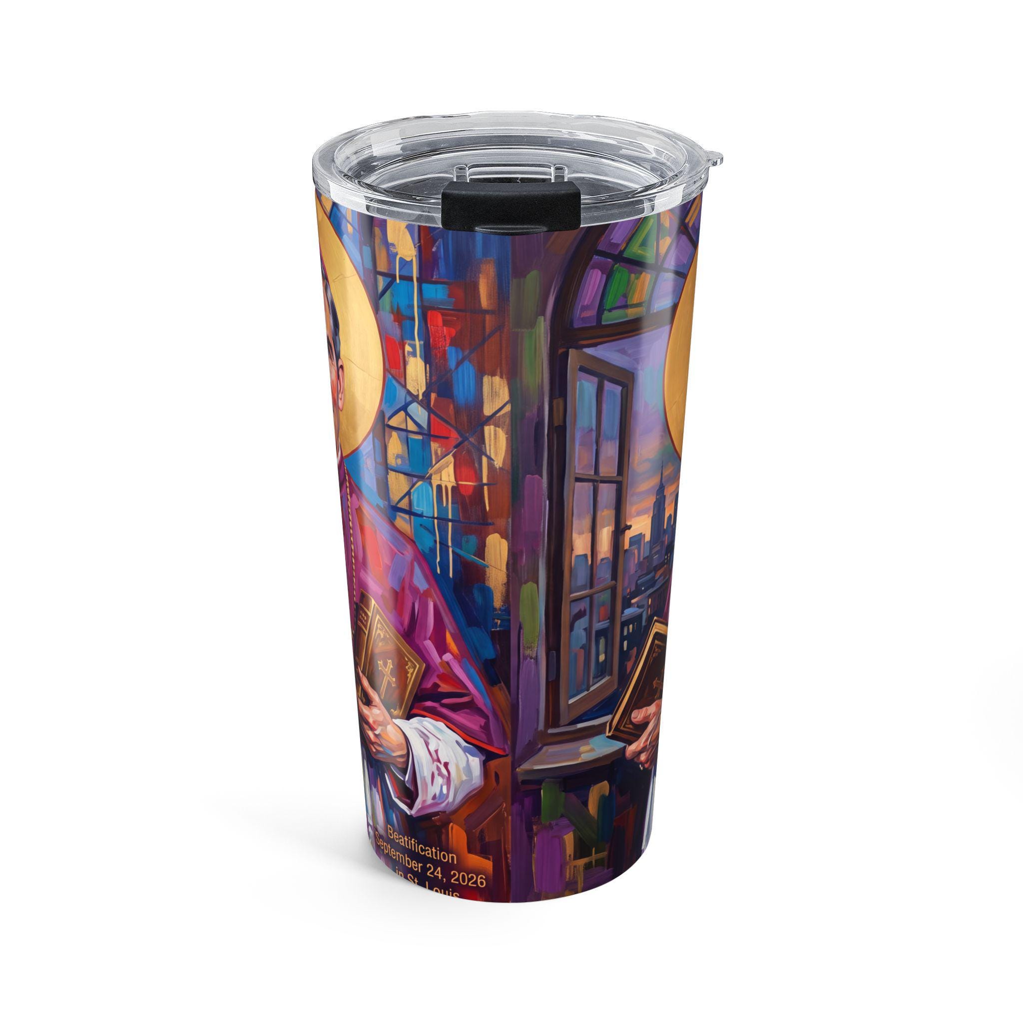 Blessed Fulton Sheen Tumbler, 20oz Catholic Drinkware Gift for Priest or Apologist
