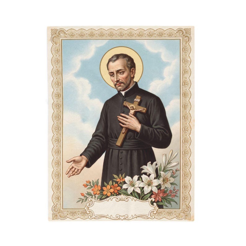 Saint Peter Claver Plush Throw Blanket, Catholic Priest Missionary Gift, Soft Velveteen Sacred Art image 2