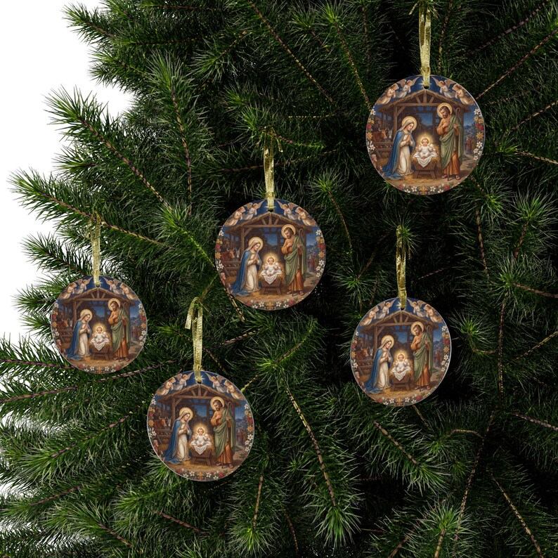 Acrylic Nativity Ornament, Catholic Stocking Stuffer, Clear Christmas Tree Ornament for Family Parish Gift Exchange image 7