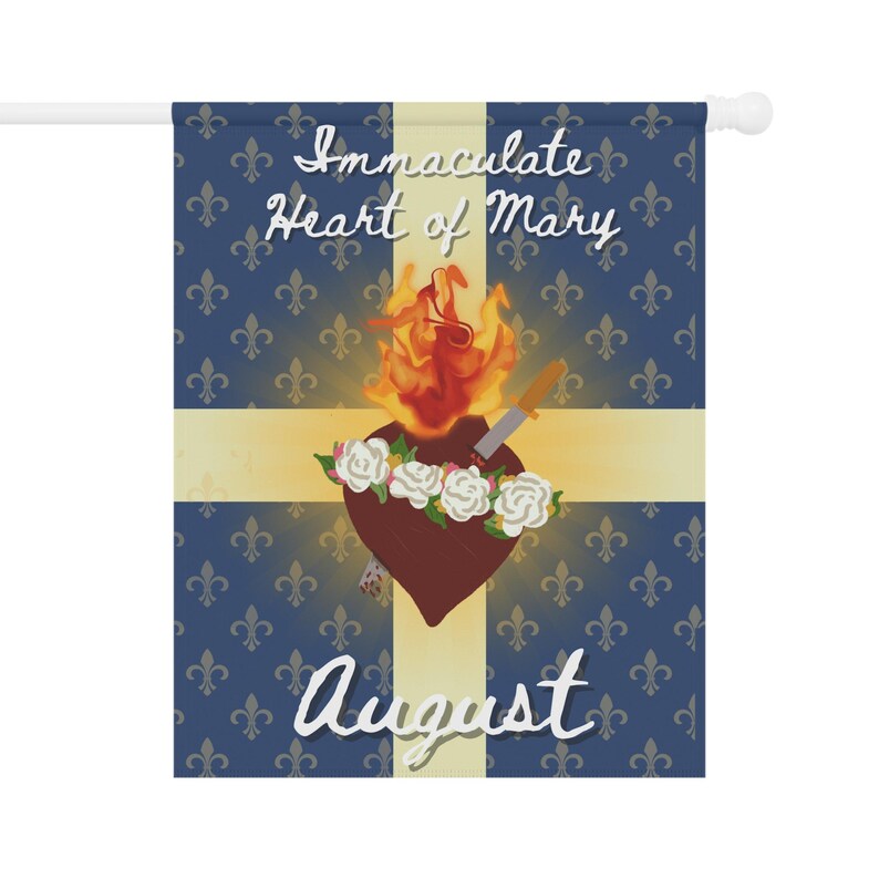 Immaculate Heart of Mary Garden Banner | August religious flag image 5
