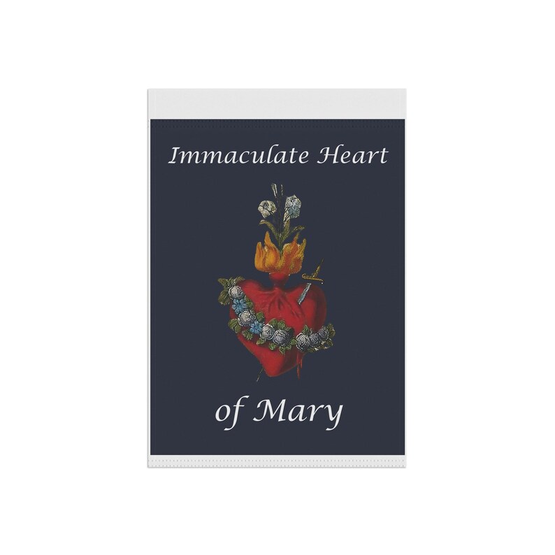 Immaculate Heart of Mary Garden Flag, Catholic Outdoor Banner, Marian Gift for Mom, Prayer Garden or Catholic Home image 4