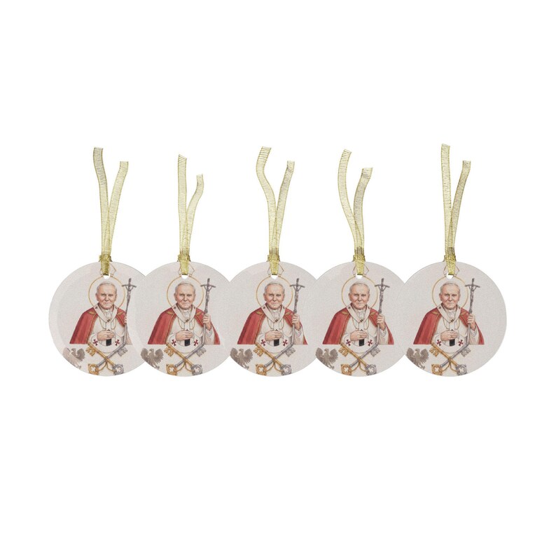 Adorno de cristal de Juan Pablo II, decoración navideña católica, regalo devocional papal imagen 9