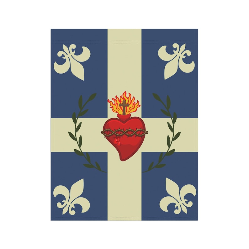 Sacred Heart Garden Flag, Traditional Catholic Outdoor Banner, Fleur-de-Lis Devotional Flag for Catholic Home image 9