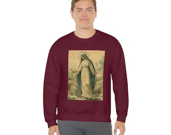 Felpa con l'immaginetta sacra vintage, girocollo