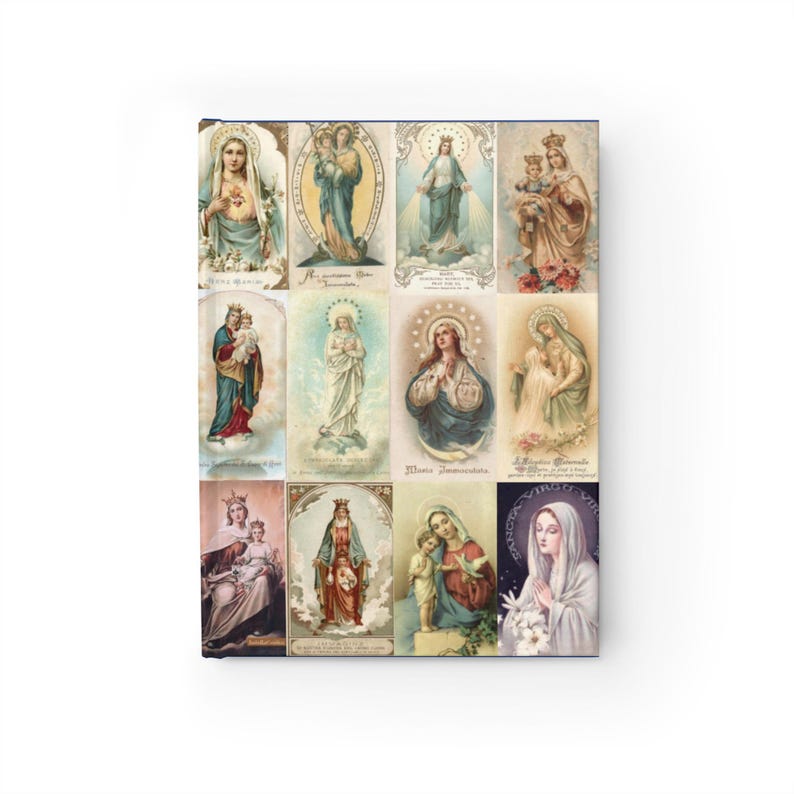 Vintage Catholic Madonna Collage Journal | Antique Holy Card Design image 2