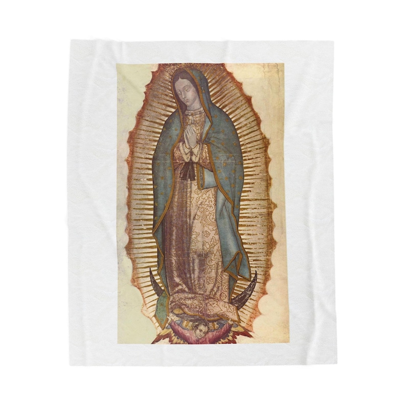 Our Lady of Guadalupe Velveteen Plush Throw Blanket | Catholic Virgin Mary Gift image 6