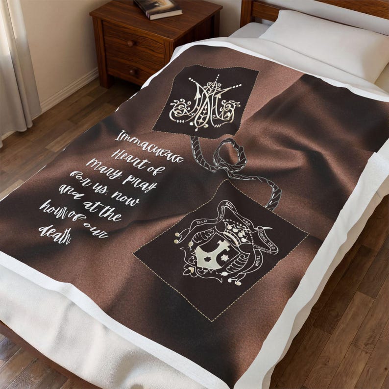 Immaculate Heart of Mary Blanket, Catholic Prayer Throw for Marian Devotion, Blessed Mother Gift image 2